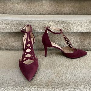 Nine West Burgundy Suede Heel- Size 8